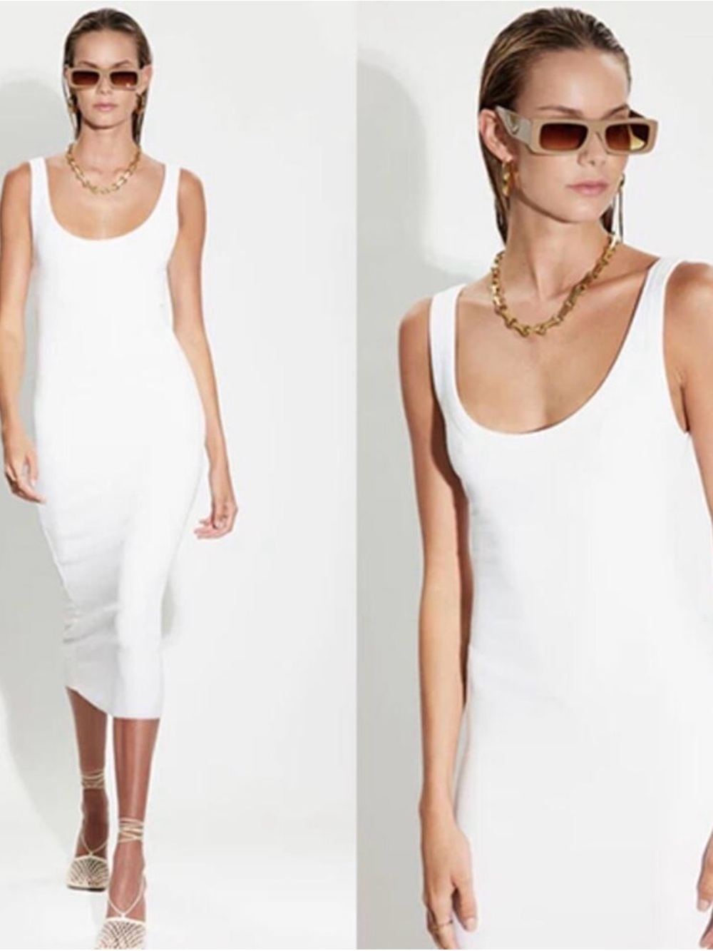Cotton Citizen White Scoop Neck Tank Midi Dress